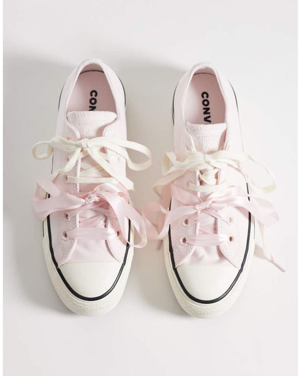 Converse White Chuck Taylor All Star Lift Ox Platform Satin Sneakers