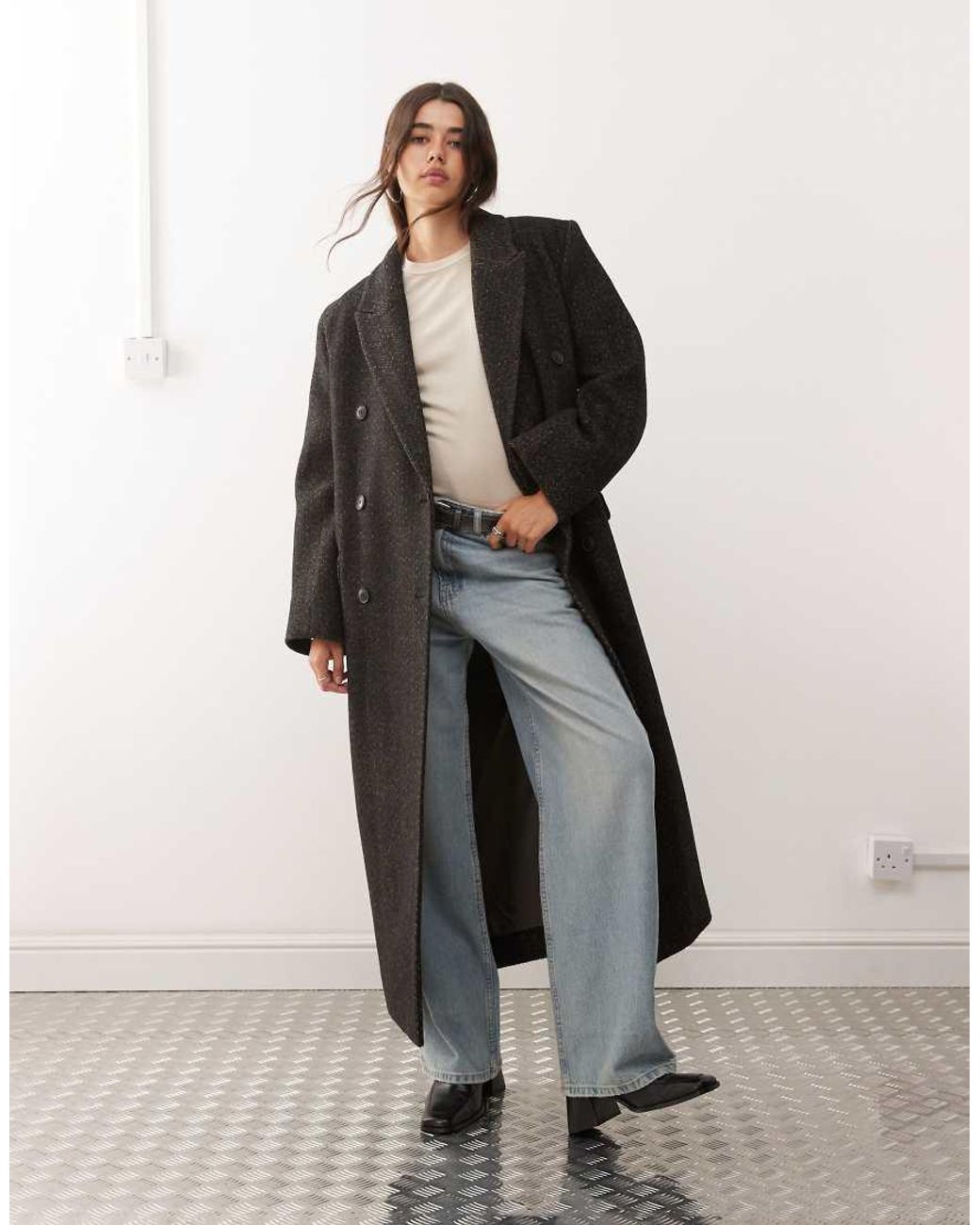 Weekday Gray Logan Wool Blend Oversized Coat
