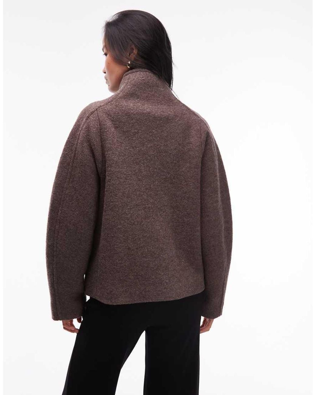 & Other Stories Brown Wool Mock Neck Short Jacket