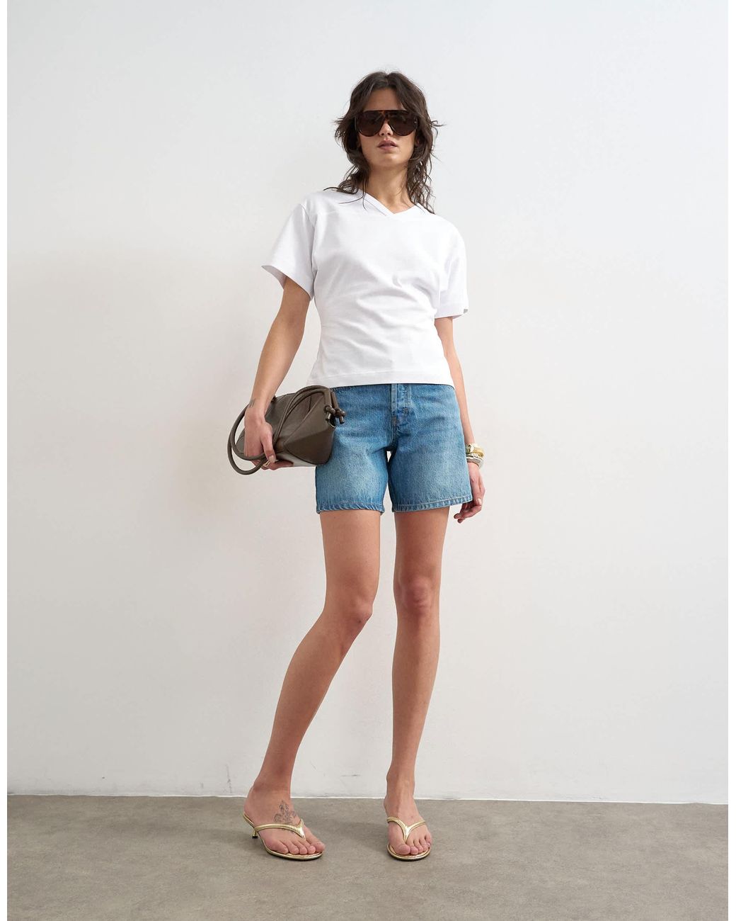 TOPSHOP White – tailliertes t-shirt