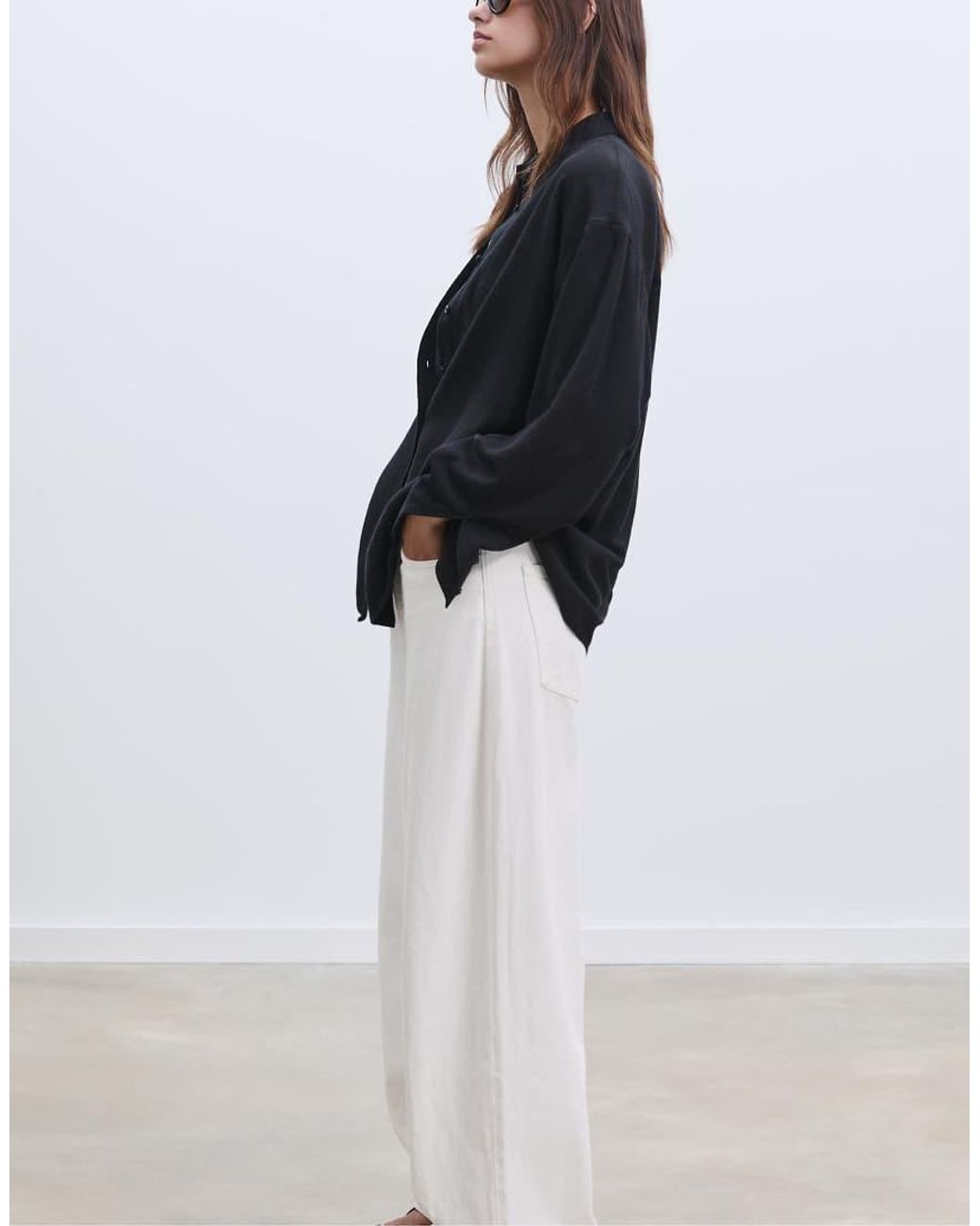 Stradivarius White Linen Blend Shirt