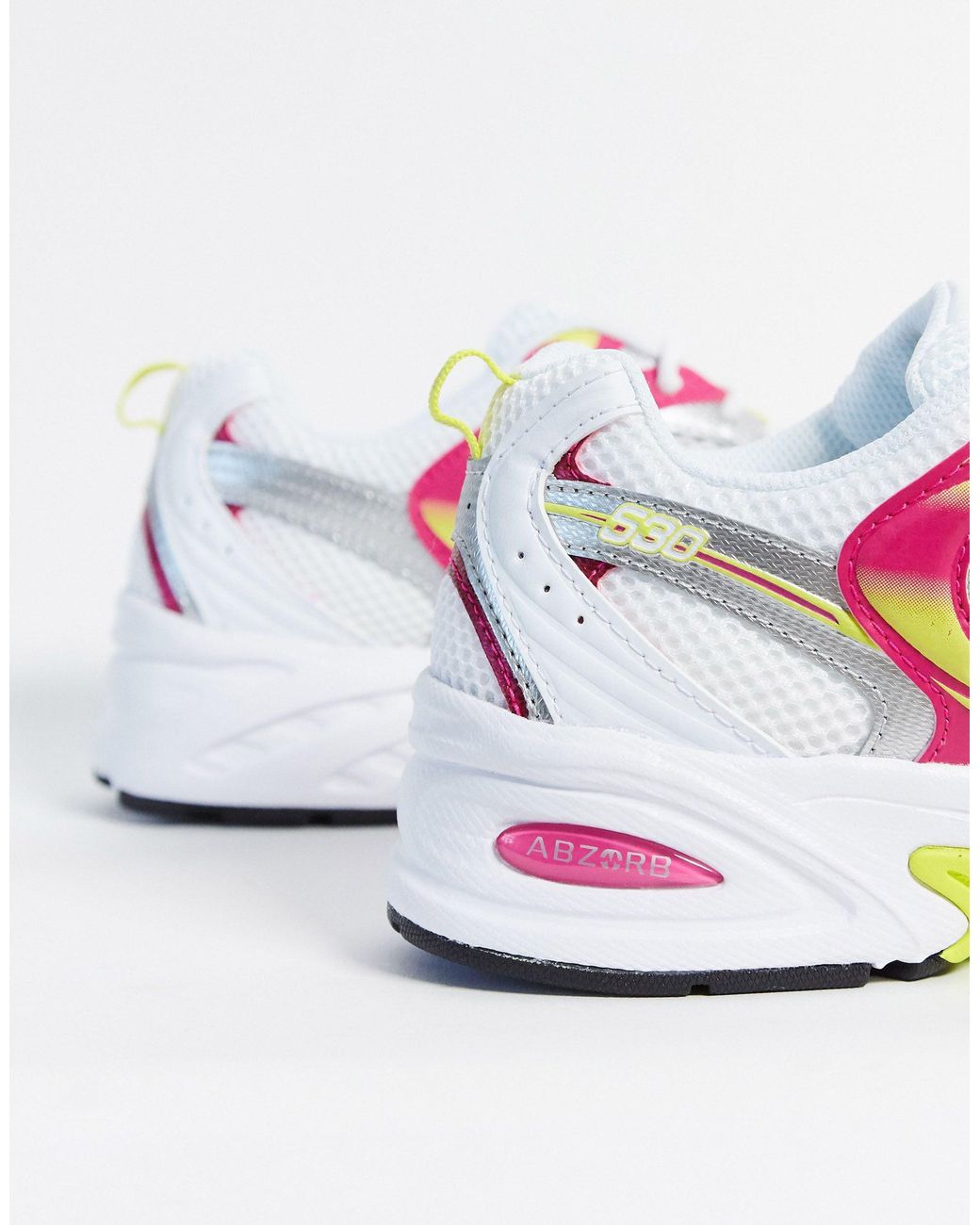 new balance black white & pink 530 trainers