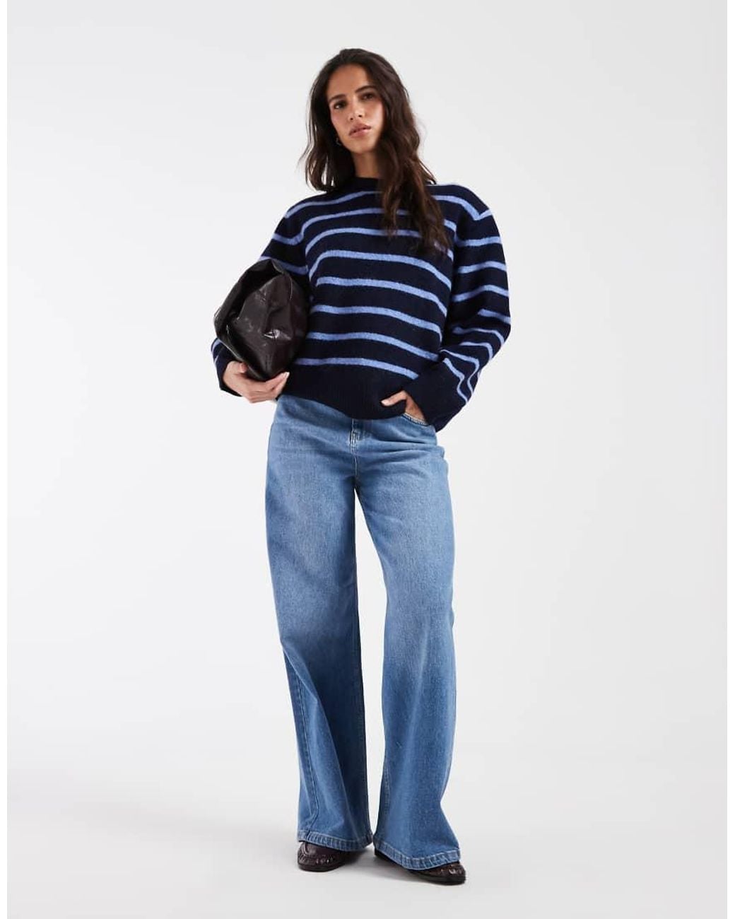 ASOS Blue Drop Shoulder Pad Longline Jumper
