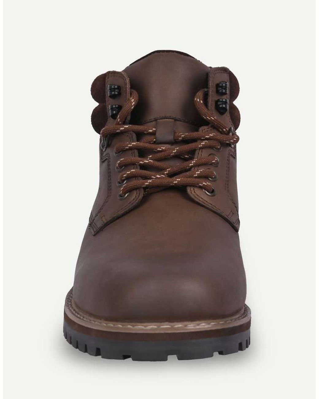 OFF THE HOOK Brown Hanks Leather Lace-Up Worker Boots for men