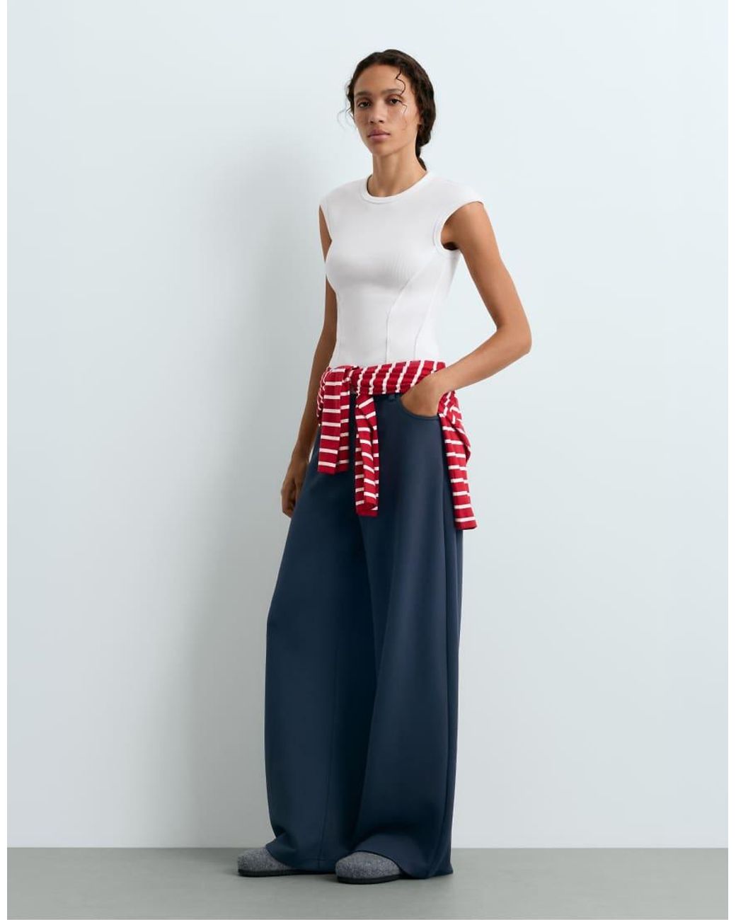 Oysho White Short-sleeved Rib Top With Cotton And Modal