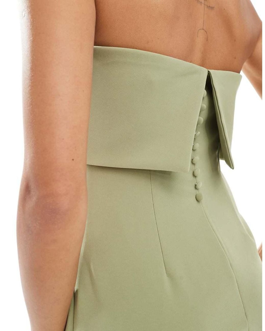 Pretty Lavish Green Bridesmaid Crepe Bandeau Maxi Dress