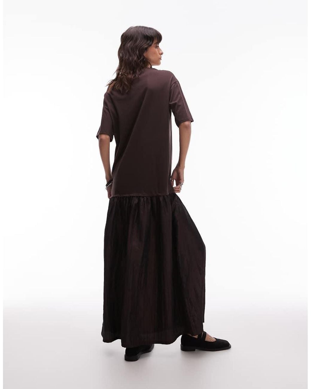 ASOS White Oversized Short Sleeve Dropped Waist Hybrid Maxi Dress
