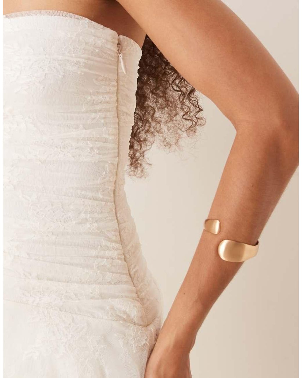 Abercrombie & Fitch Natural Strapless Asymmetric Lace Mini Dress