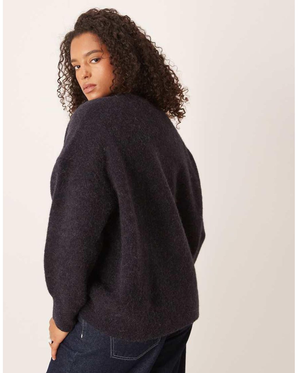 ASOS Blue Asos Design Curve Premium Wool And Alpaca Oversized Crew Neck Jumper