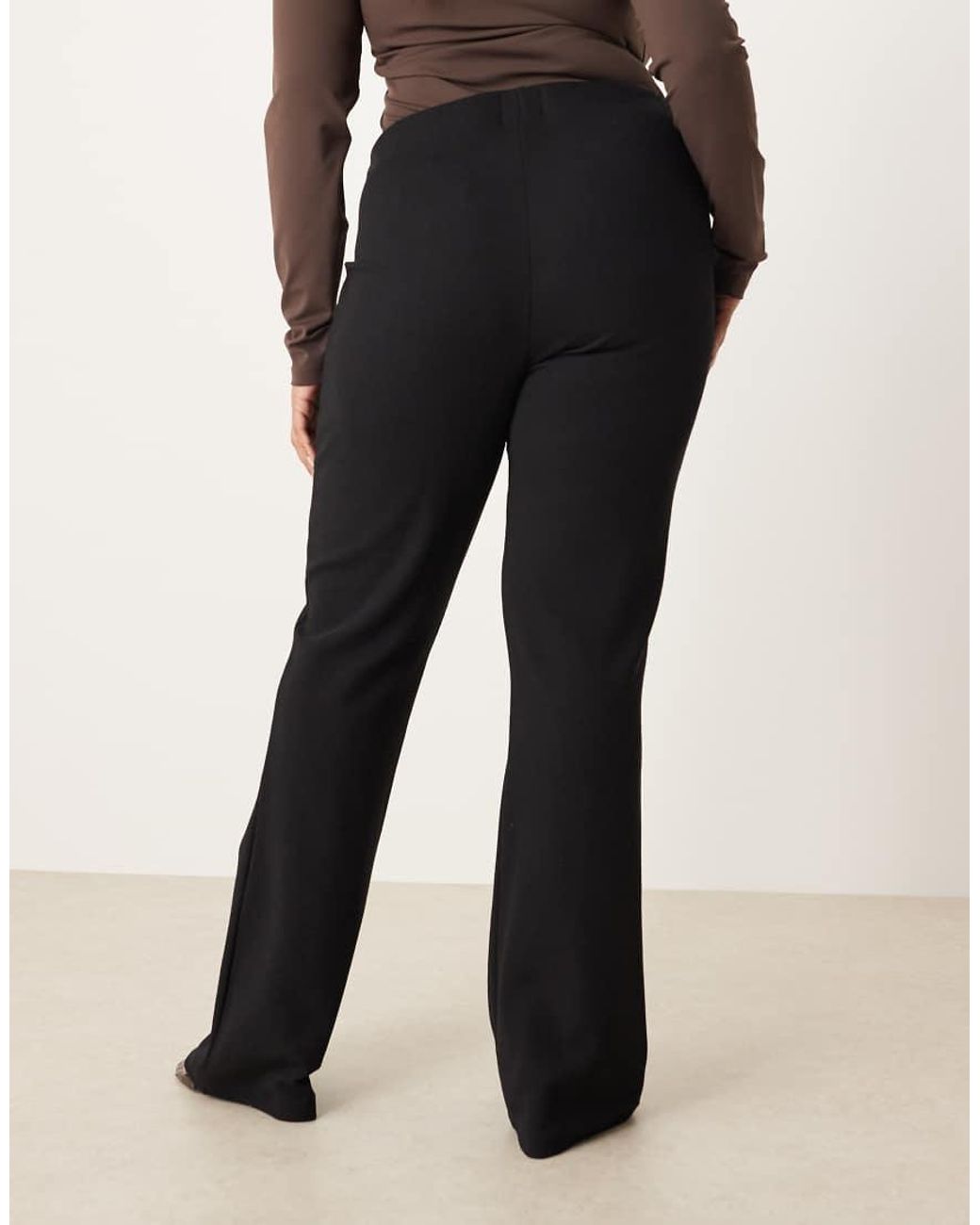 ASOS Blue Asos Design Curve Heavyweight Rib Flare Trouser