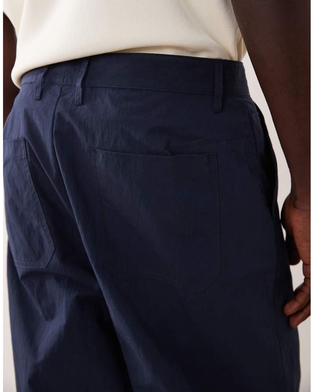ASOS COLLECTIVE Blue Ac-b-252 Carrot Fit Cotton Nylon Blend Chinos for men