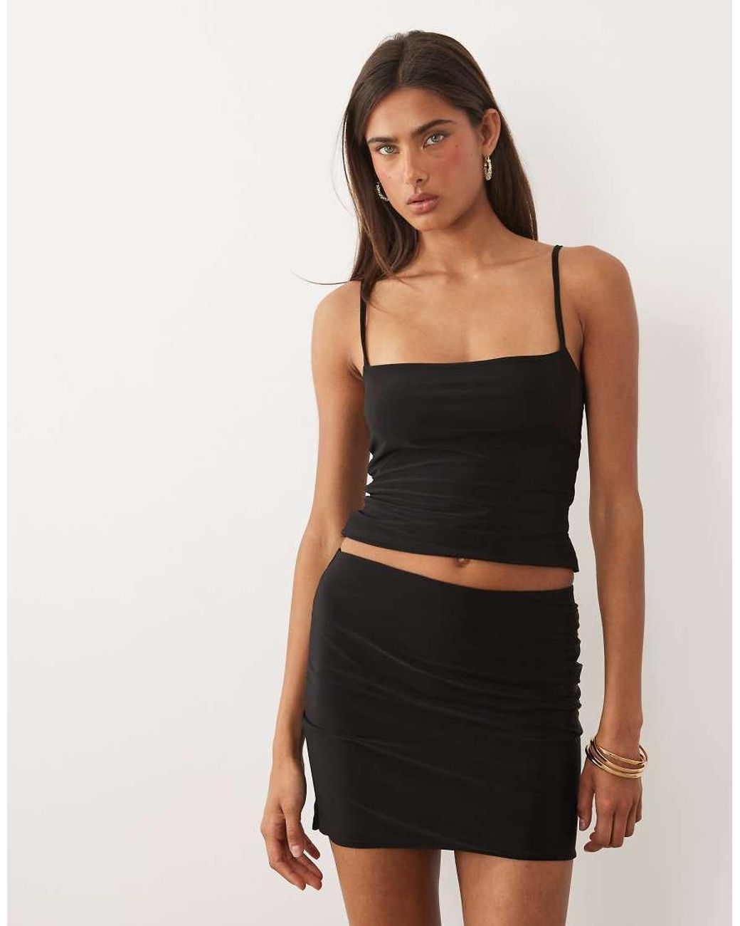 Missy Empire Natural Double Sculpted Slinky Mini Skirt Co-Ord