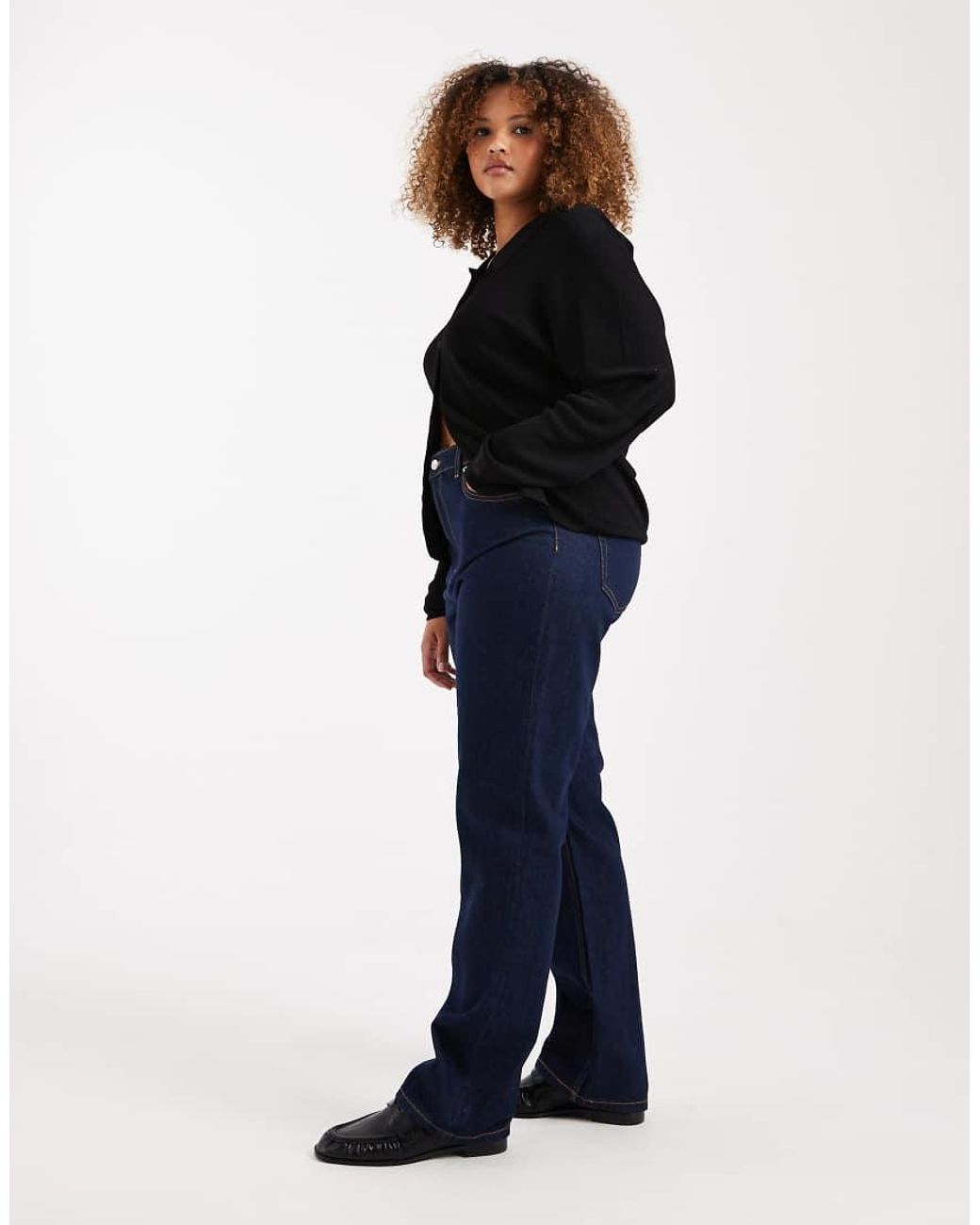 ASOS Blue Asos Design Curve High Rise Slim Straight Jean