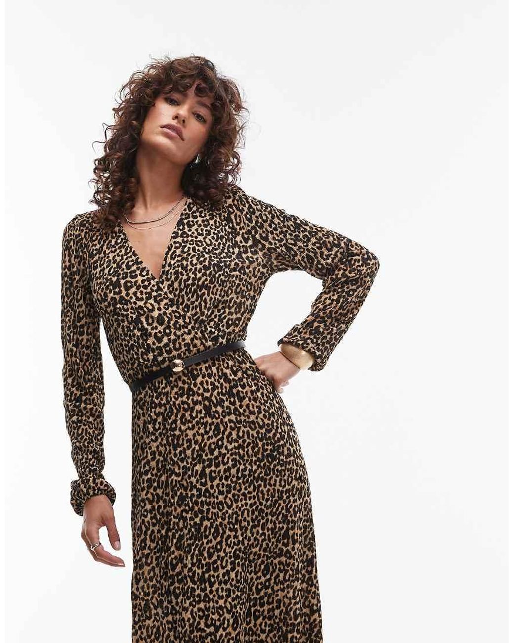 long sleeve leopard wrap dress Stylish Long-sleeve Leopard Print Wrap Dress