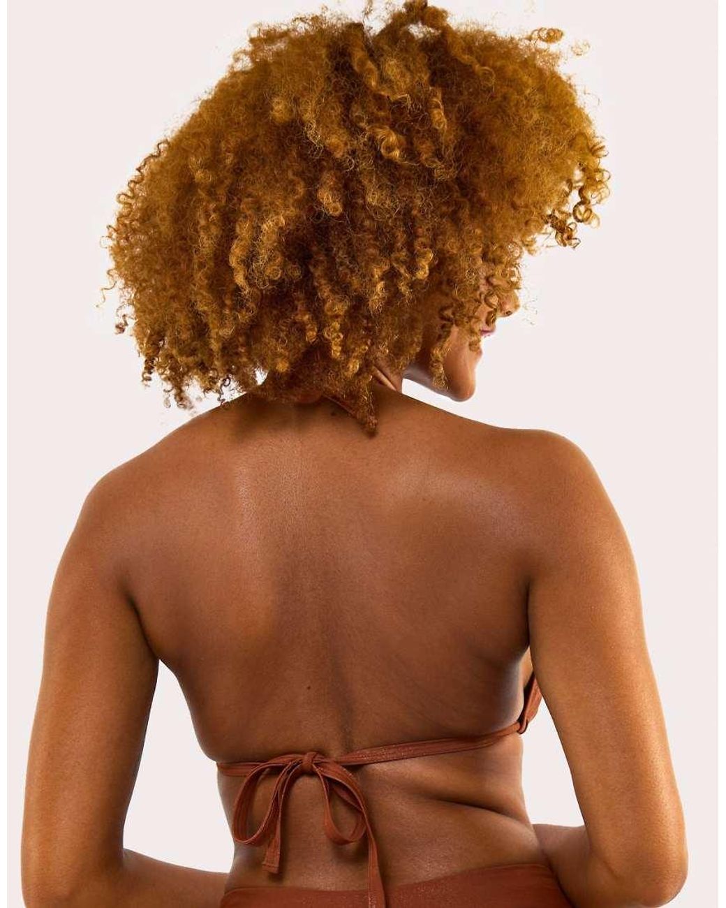 Wolf & Whistle Brown Morgan Glitter Mix & Match Triangle Bikini Top