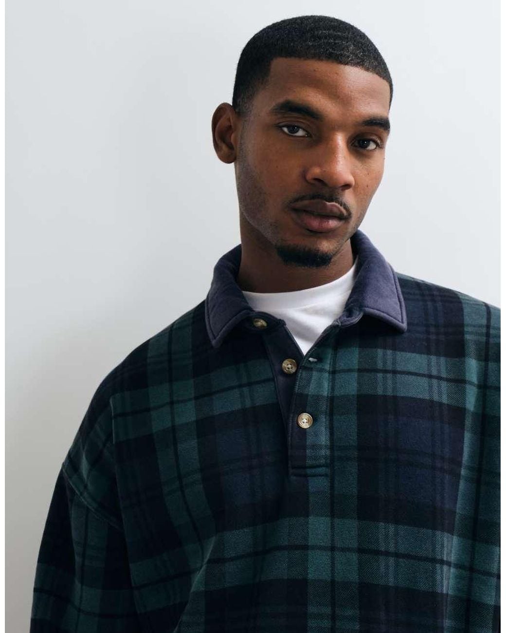 Abercrombie & Fitch Blue Essential Button Up Sweatshirt for men