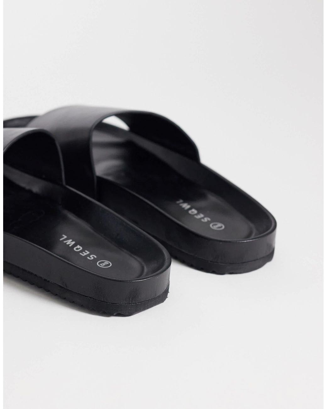 SEQWL Black Marina Slides for men