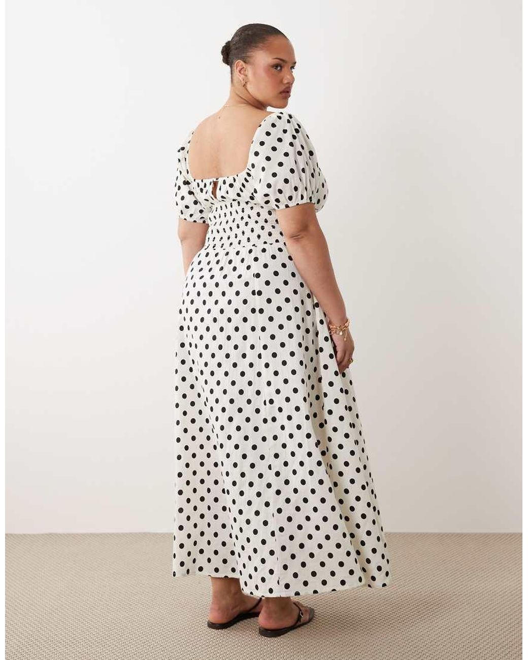 Esmee Curve White Tie Front Puff Sleeve Beach Maxi Dress