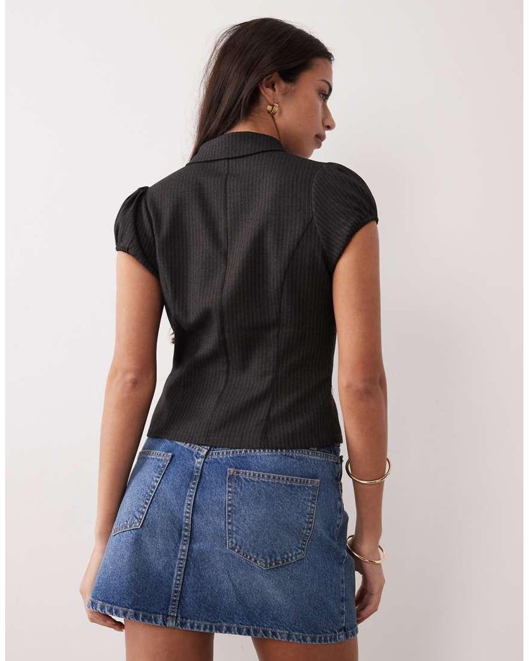 Motel Blue Telese Aysmetric Collared Shirt