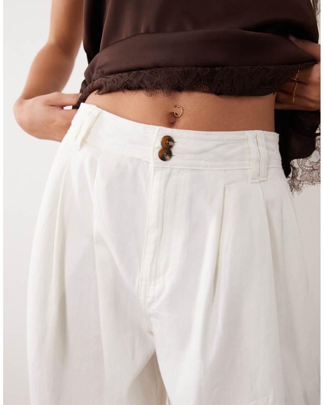 Nobody's Child Natural Archie Tailored Denim Twill Wide Leg Trousers