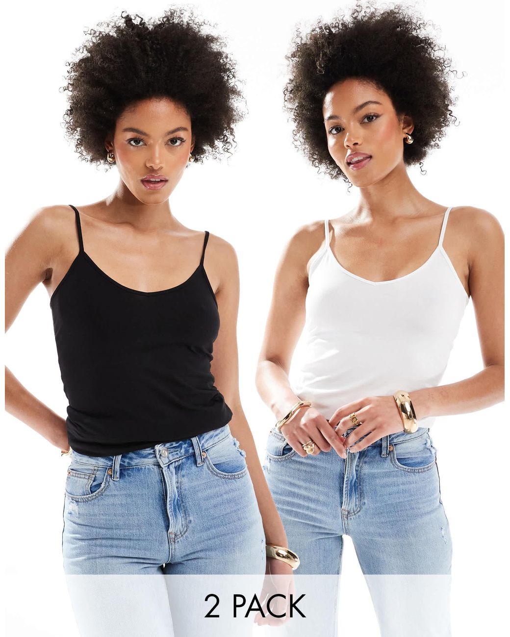 Vero Moda Blue 2 Pack Jersey Cami Tops