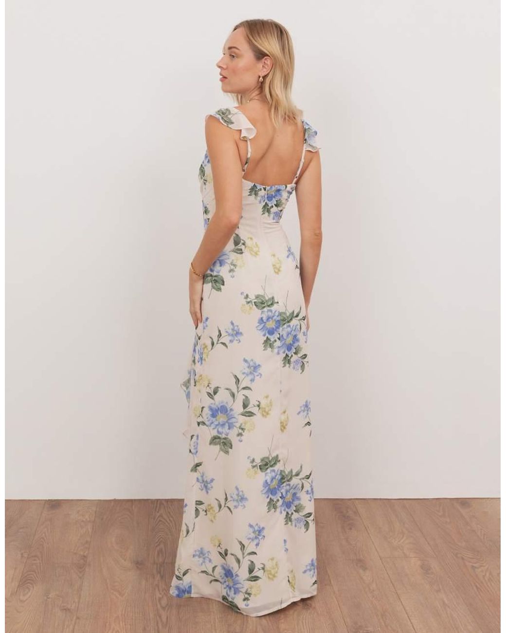ANAYA White Floral Strappy V Neck Maxi Dress
