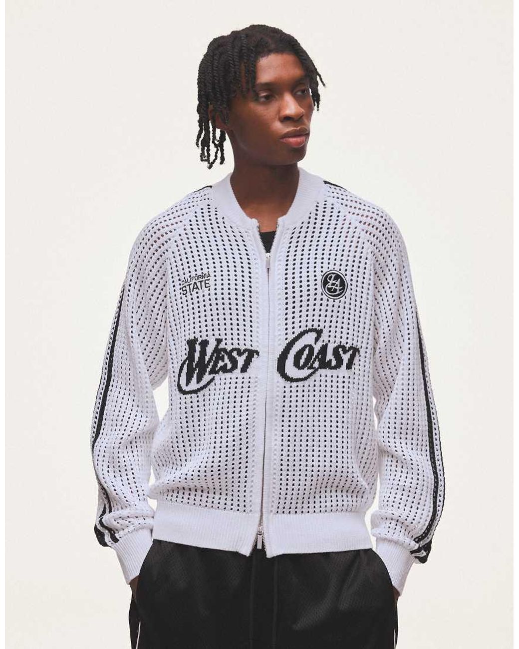 Bershka White Retro Mesh Jacket for men