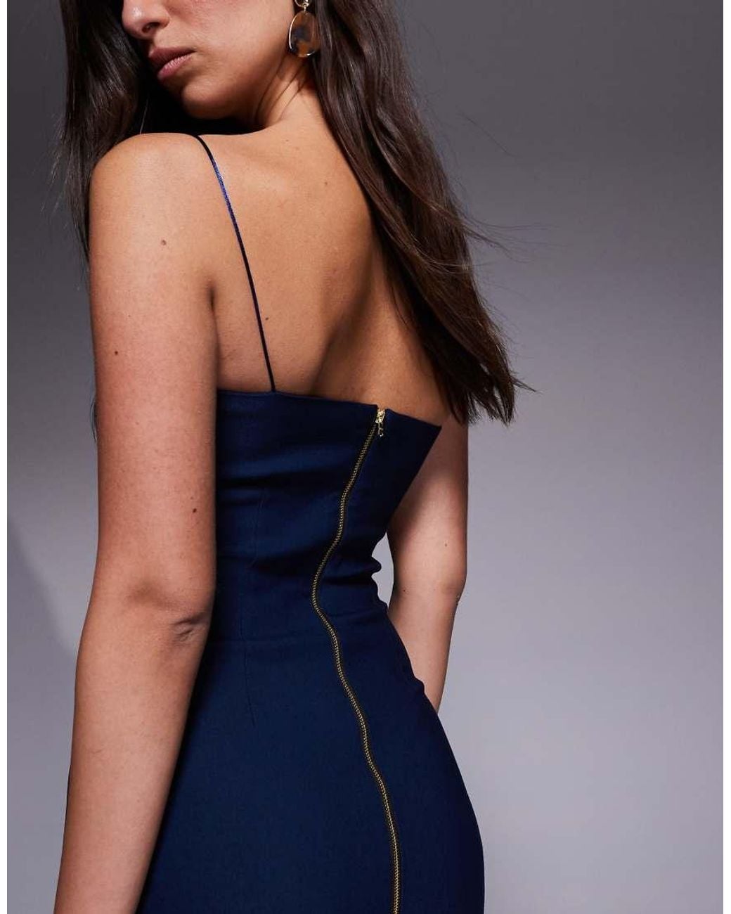 Vesper Blue Cami Strap Bodycon Midaxi Dress