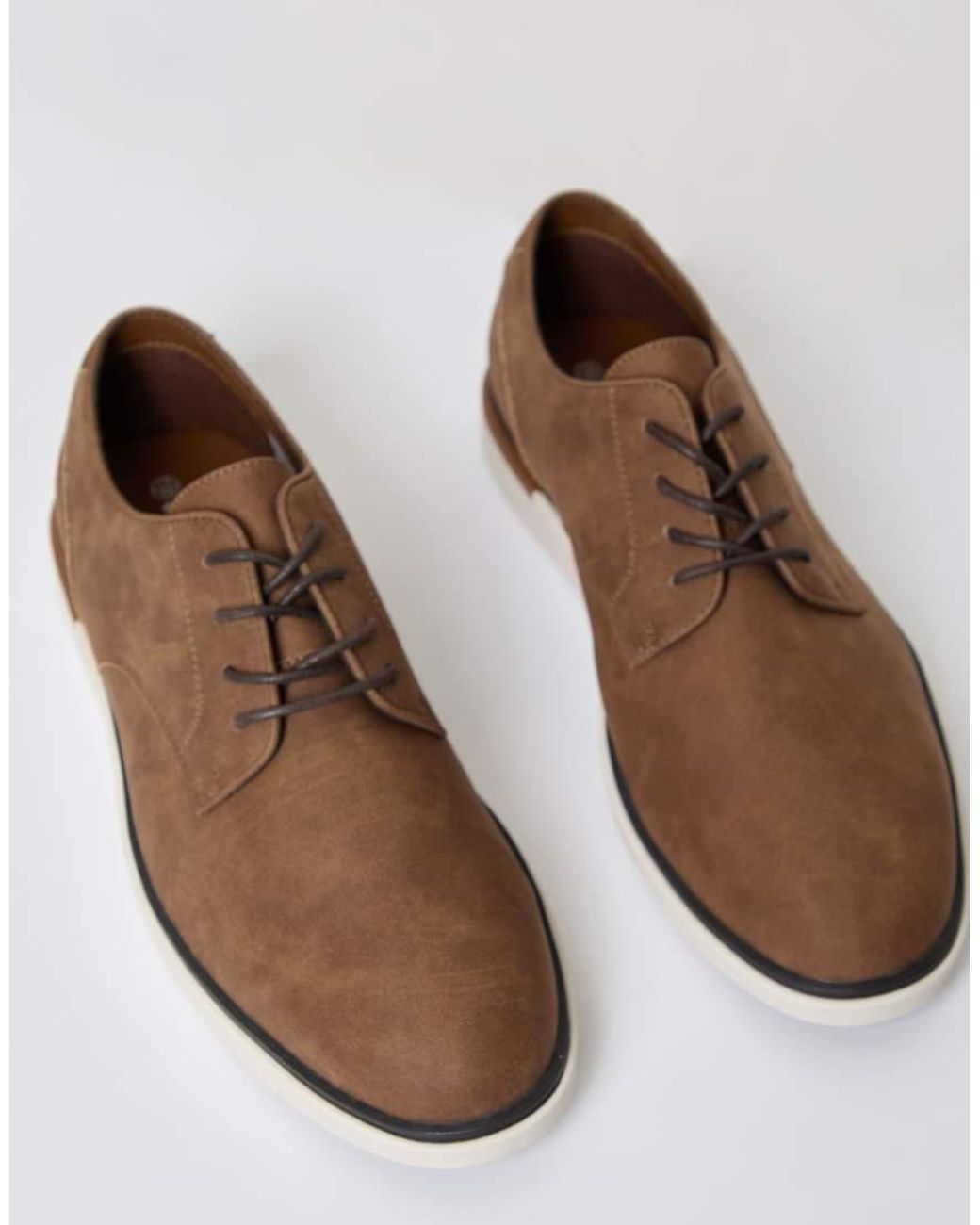 Threadbare Brown Faux Suede Derby Shoes for men