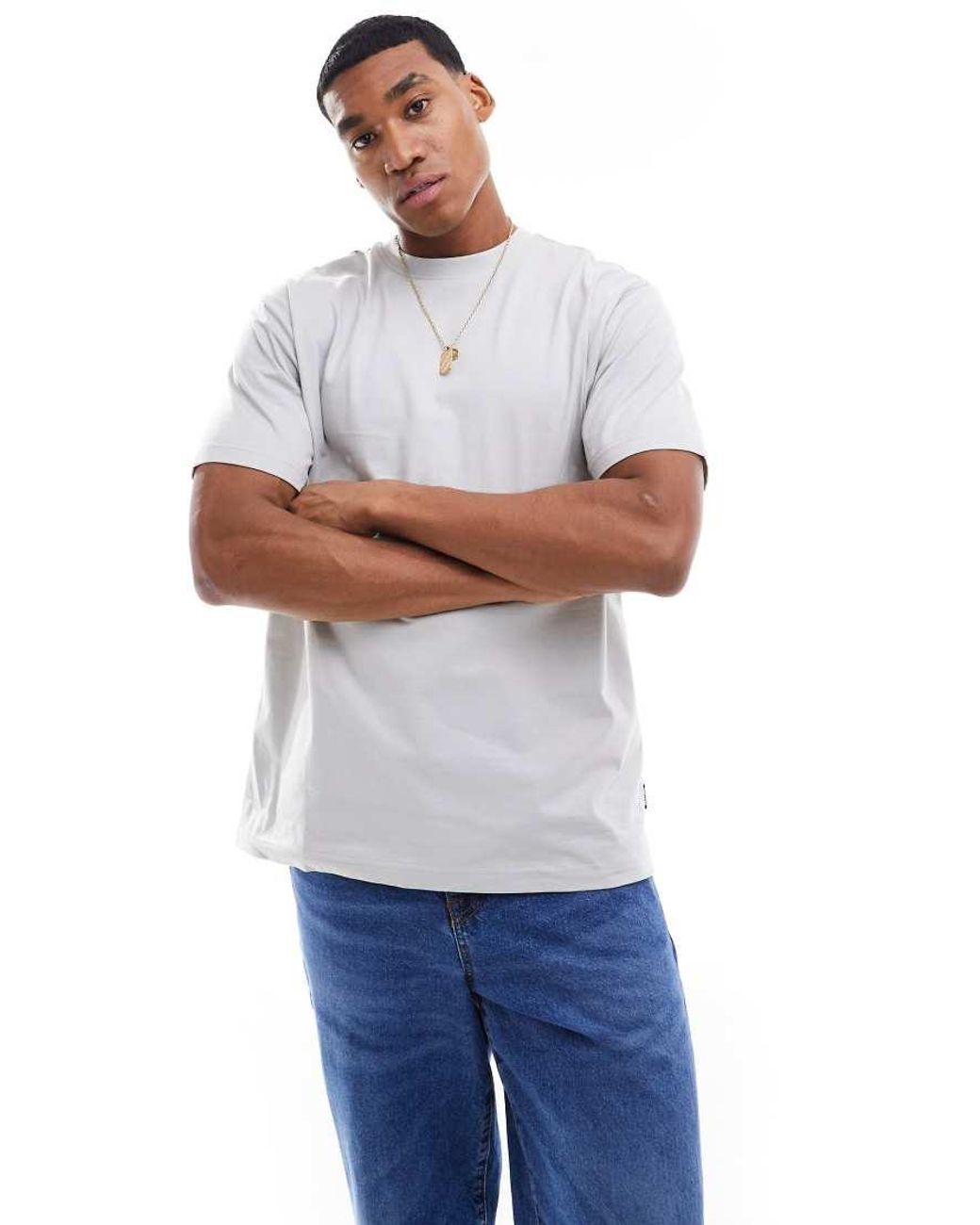 Only & Sons White Relaxed Fit T-Shirt for men