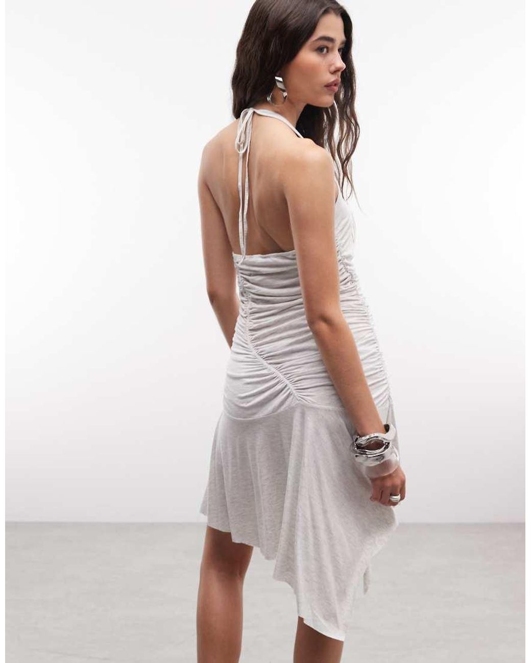 Monki White Asymmetric Jersey Mini Dress