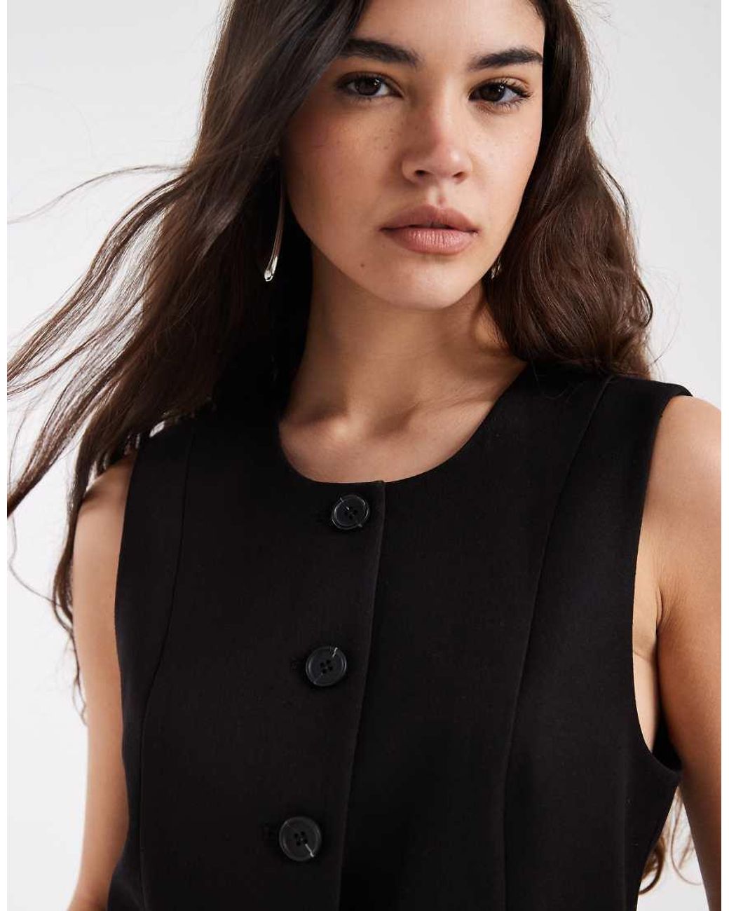 Pieces Black Tailored Waistcoat