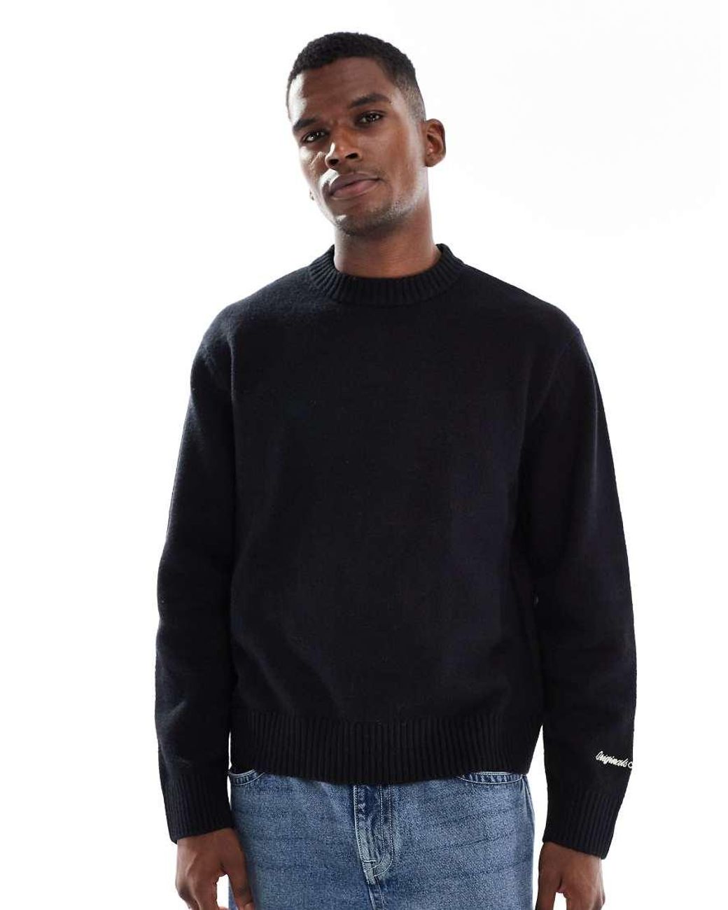 Jack & Jones Blue Oversize Thick Crew Neck Jumper for men