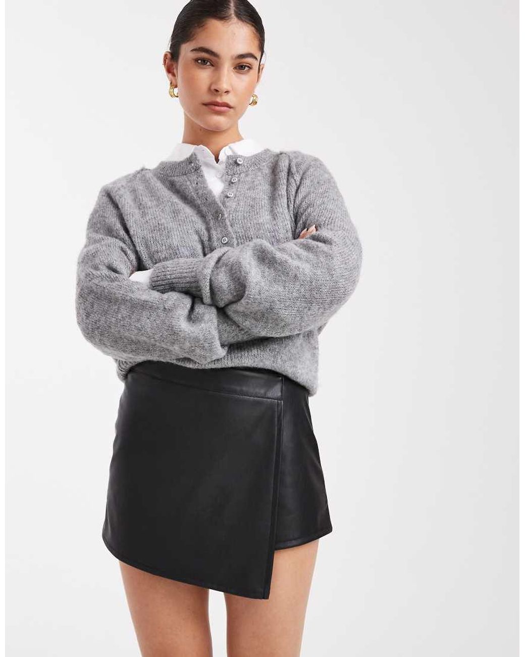 Miss Selfridge White Faux Leather Skort