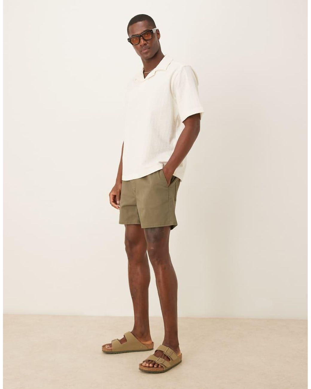 ASOS Korte Losse Short Met Elastische Taille in het Natural voor heren