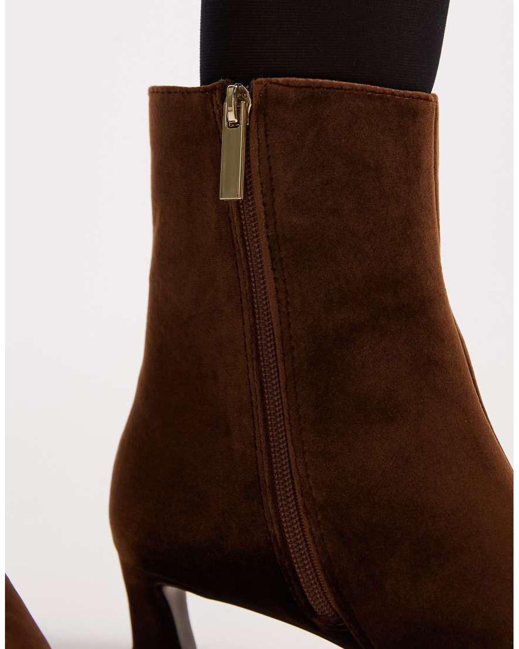 Schuh Brown Kitten Heel Mid Ankle Boots