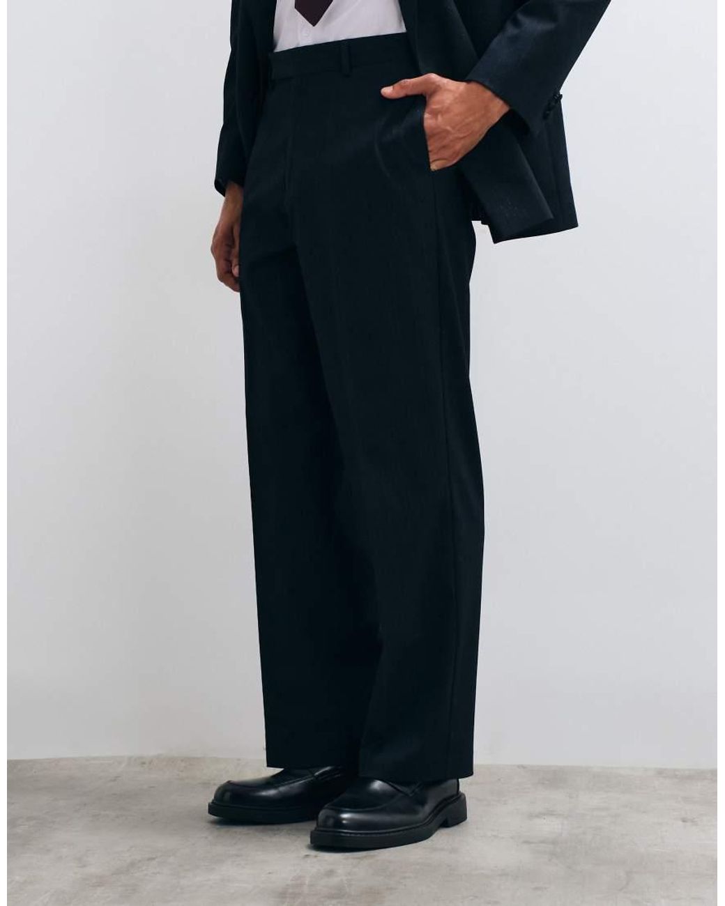 ASOS Blue Wide Suit Trousers for men