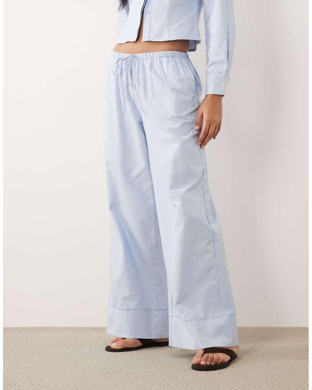Missy Empire White Cotton Rich Tie Waist Wide Leg Trousers Co-ord