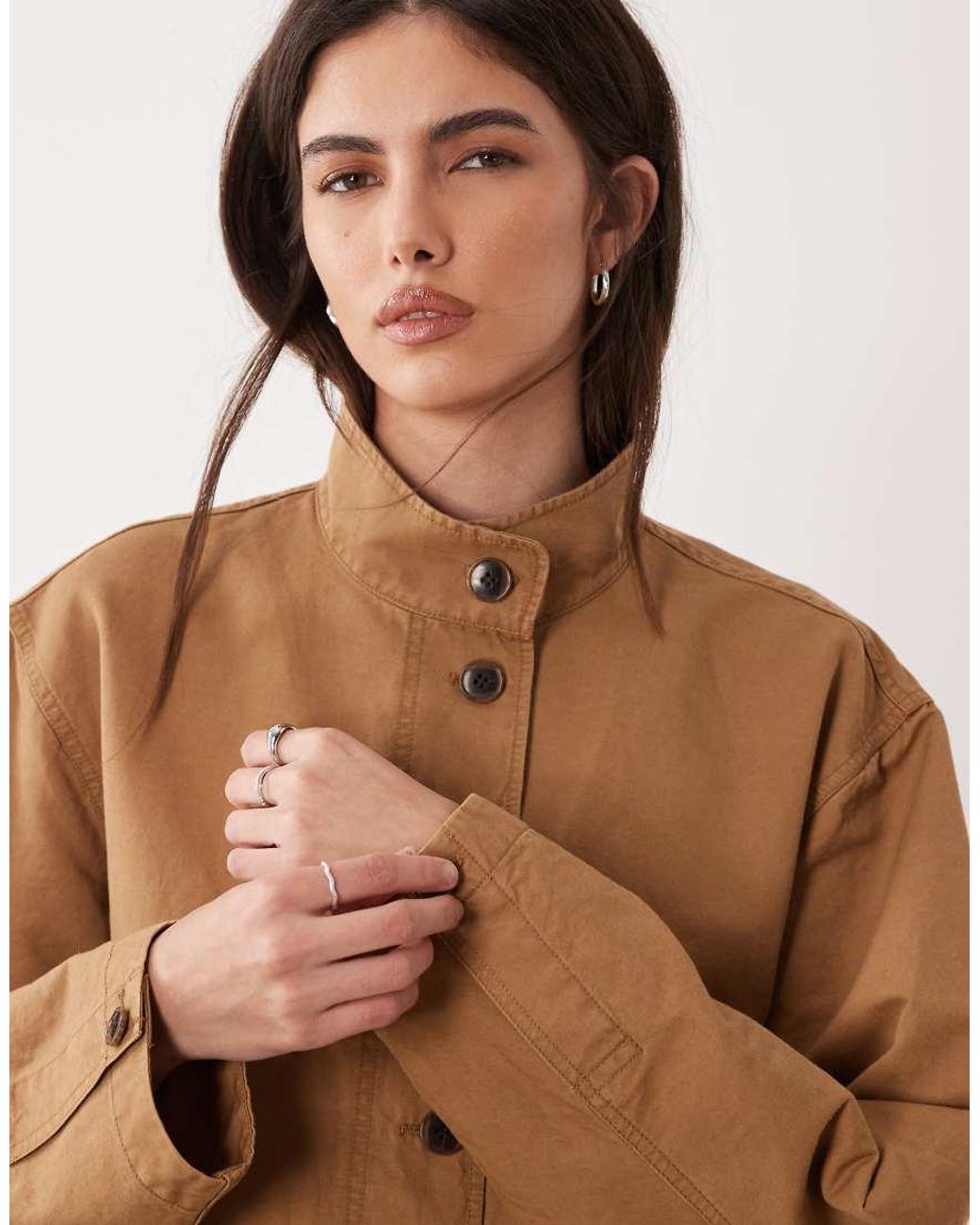 ARKET Brown Linen Mix Washed Overshirt With Front Pockets