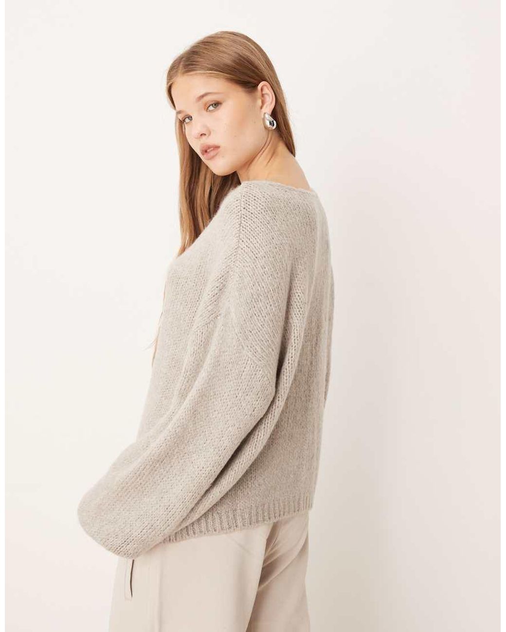 Jdy Natural Oversized Reversible Knit Jumper