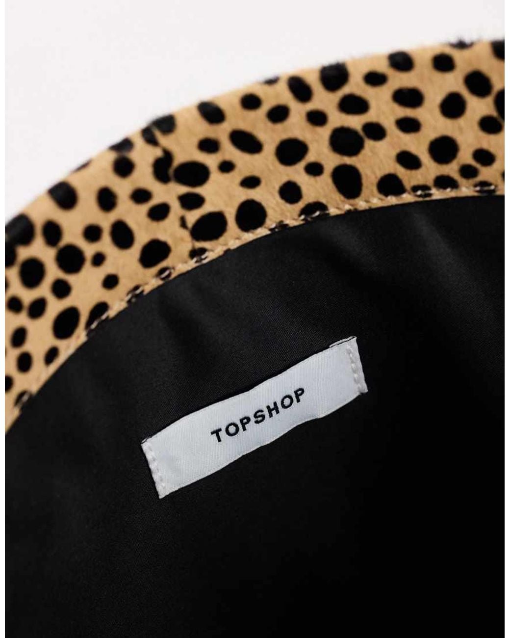 TOPSHOP Natural Cam Oversized Hair On Real Leather Clutch Bag