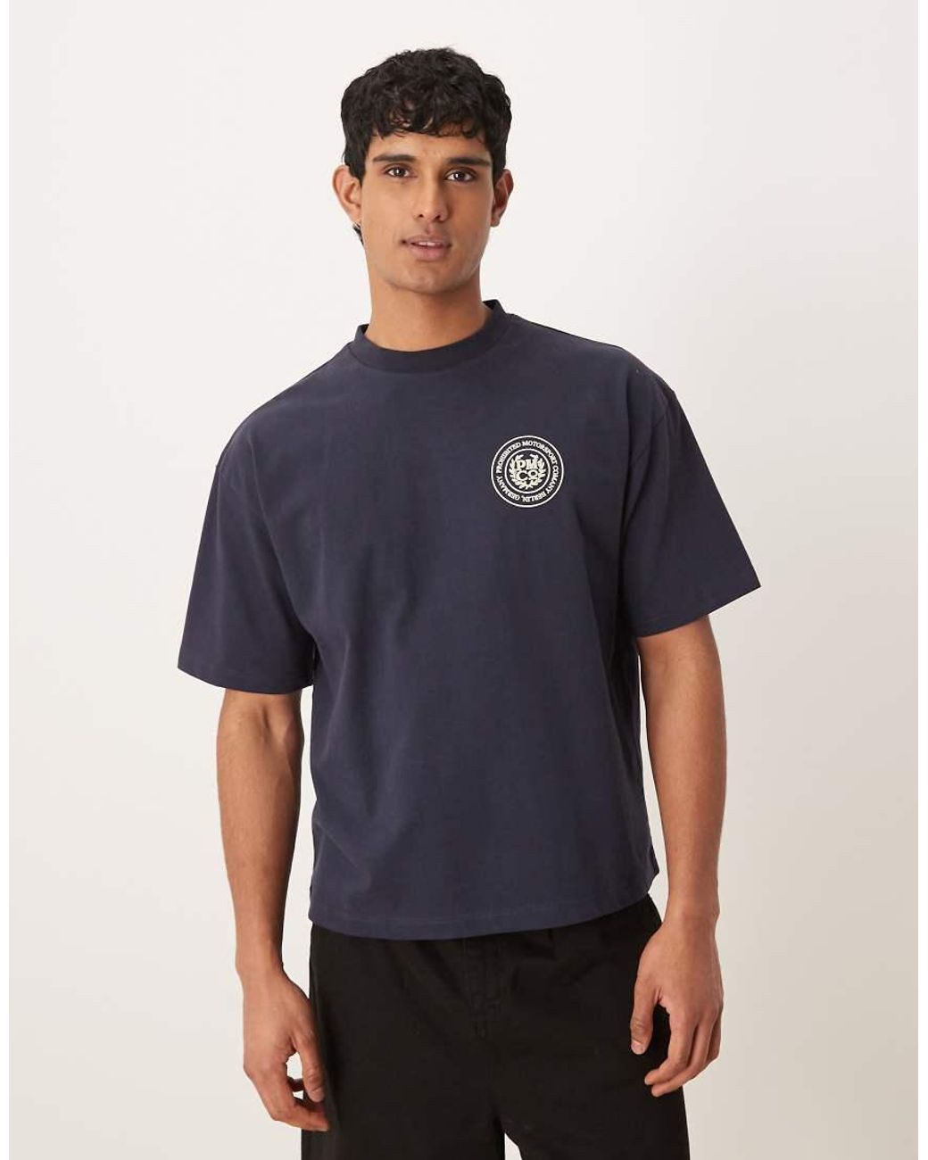 Prohibited Blue Horse Racing Back Print Graphic T-shirt for men