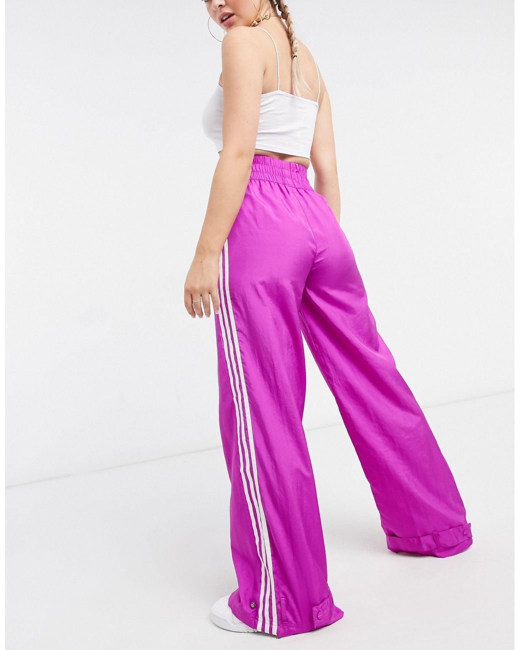 adidas originals three stripe cigarette pants in pink