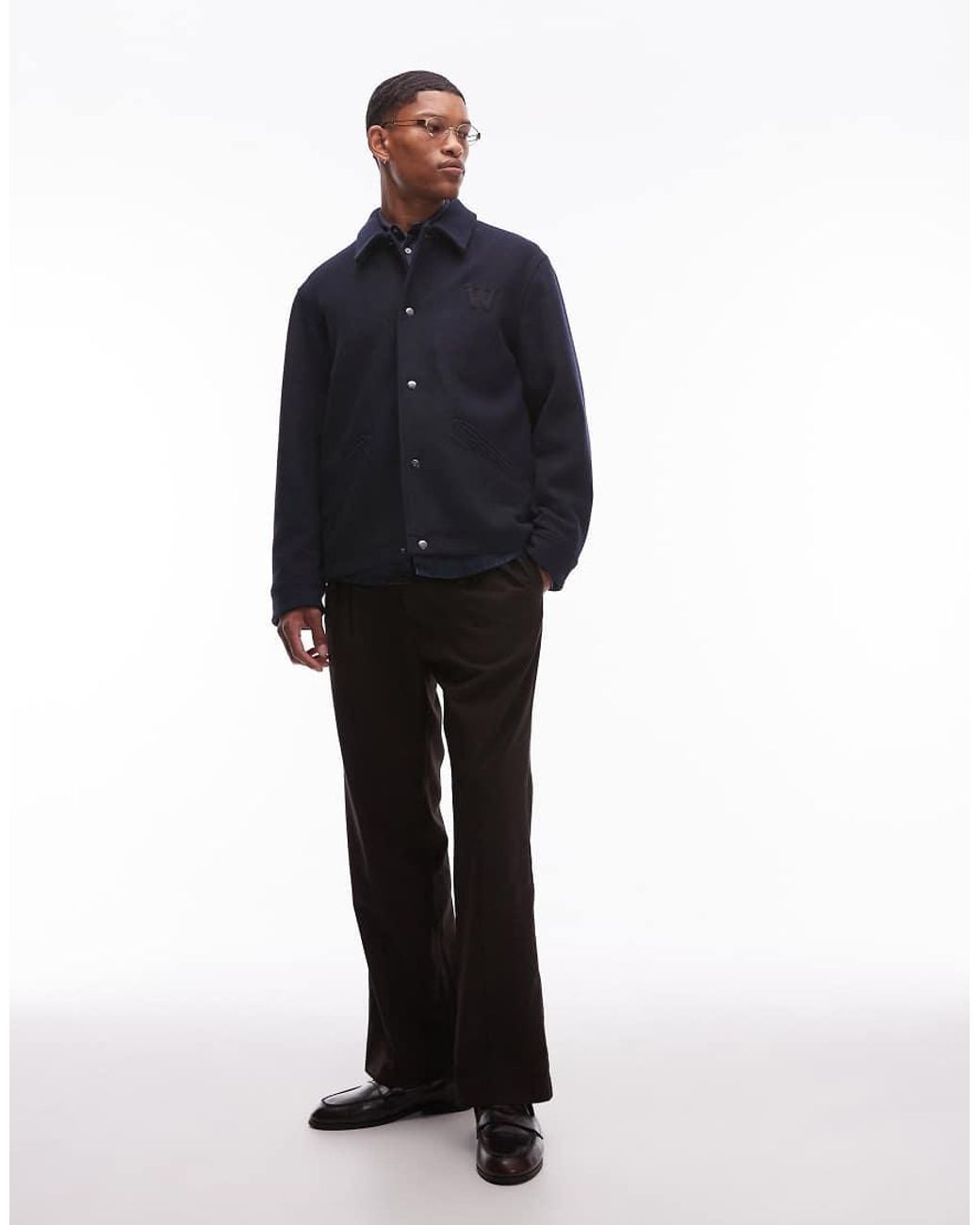 DOUBLE A by WOOD WOOD Blue Otis Wool-Mix Button Up Short Coat for men