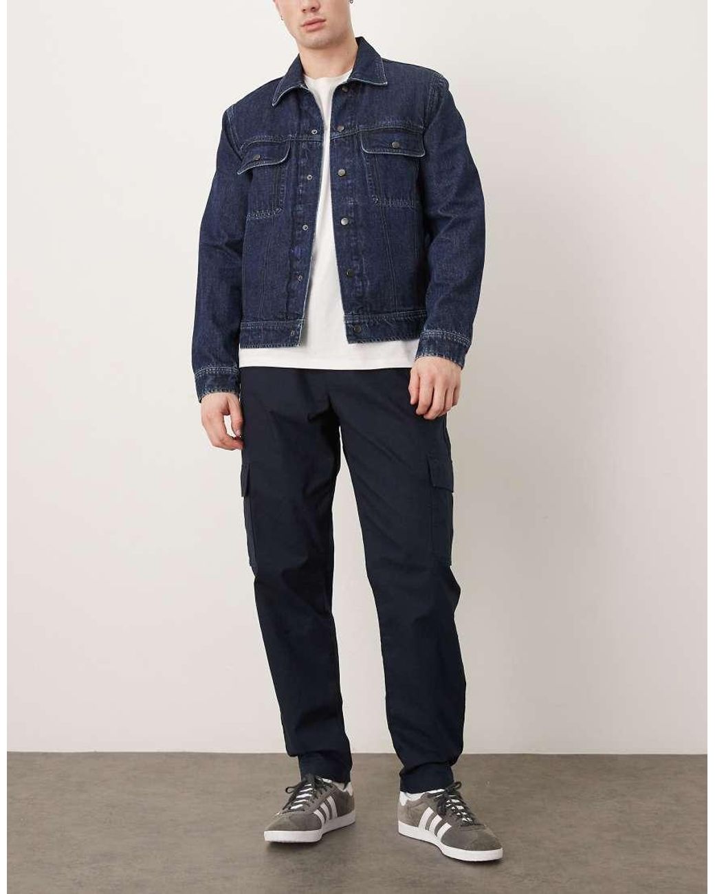 ASOS Blue Tapered Cargo Trousers for men