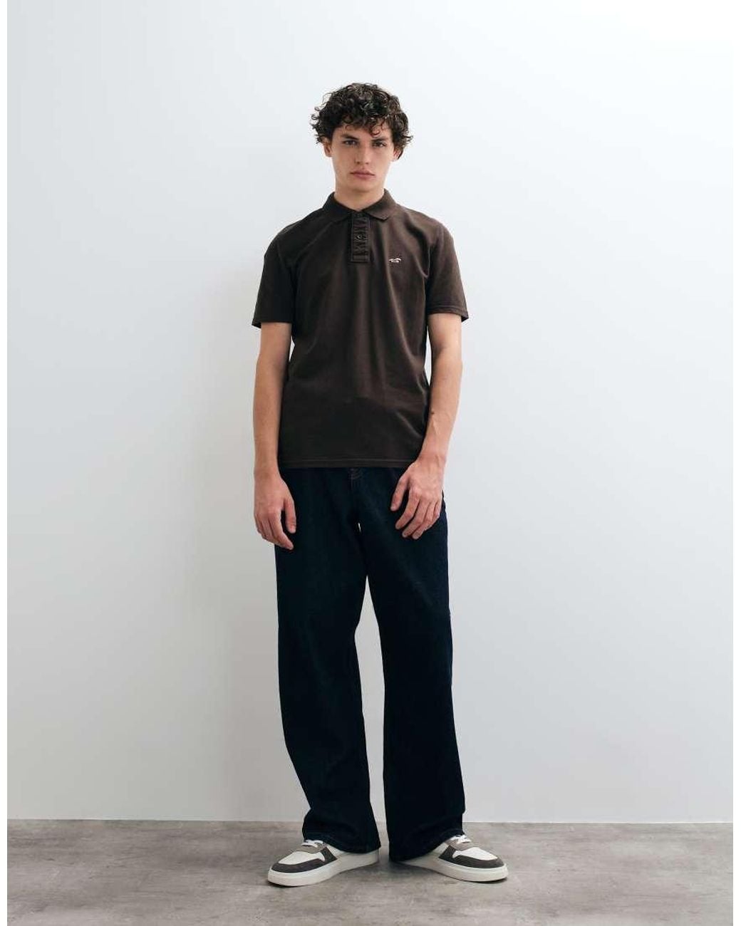 Hollister Black Icon Logo Slim Fit Polo for men