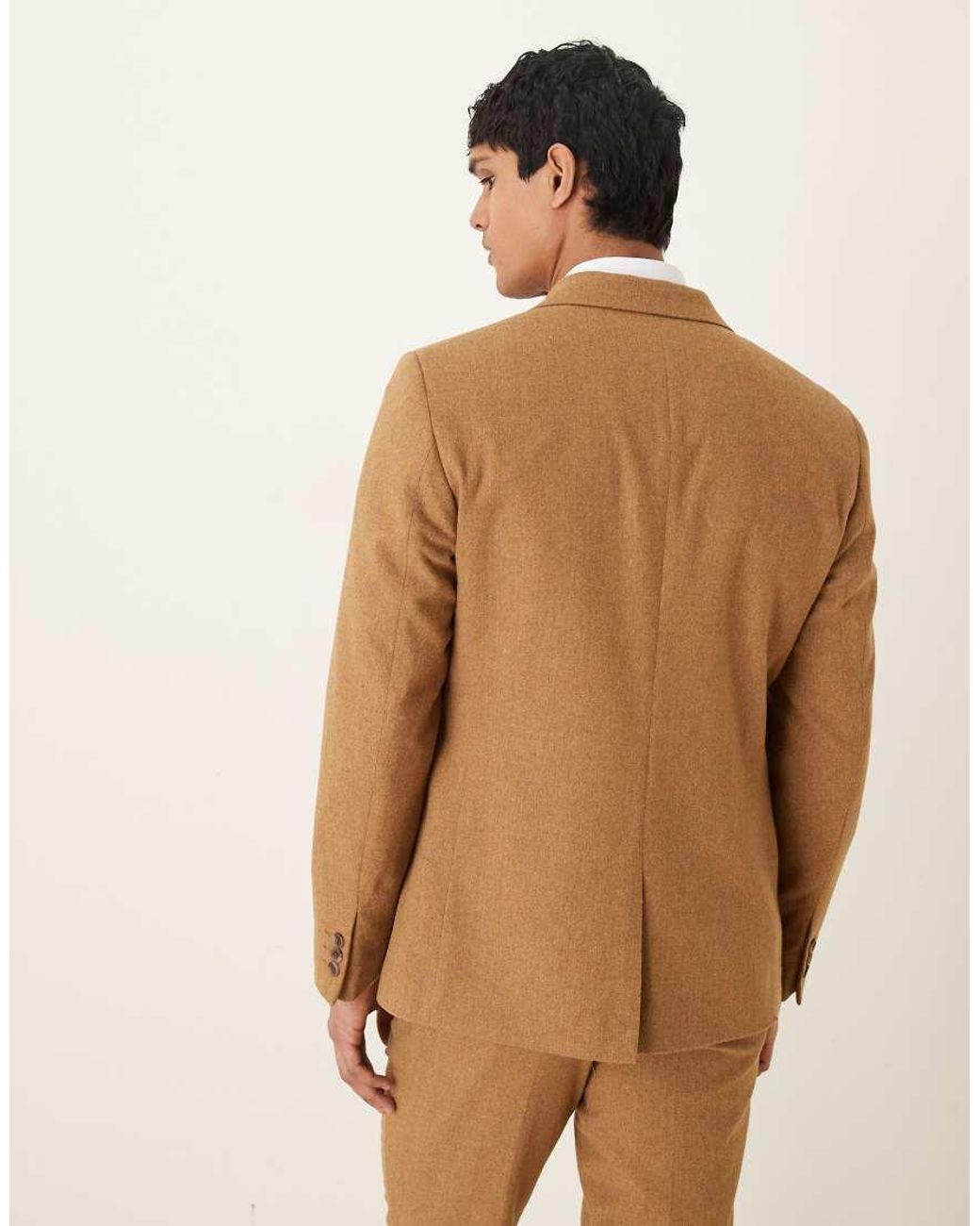 ASOS Natural Wool Blend Slim Suit Jacket for men