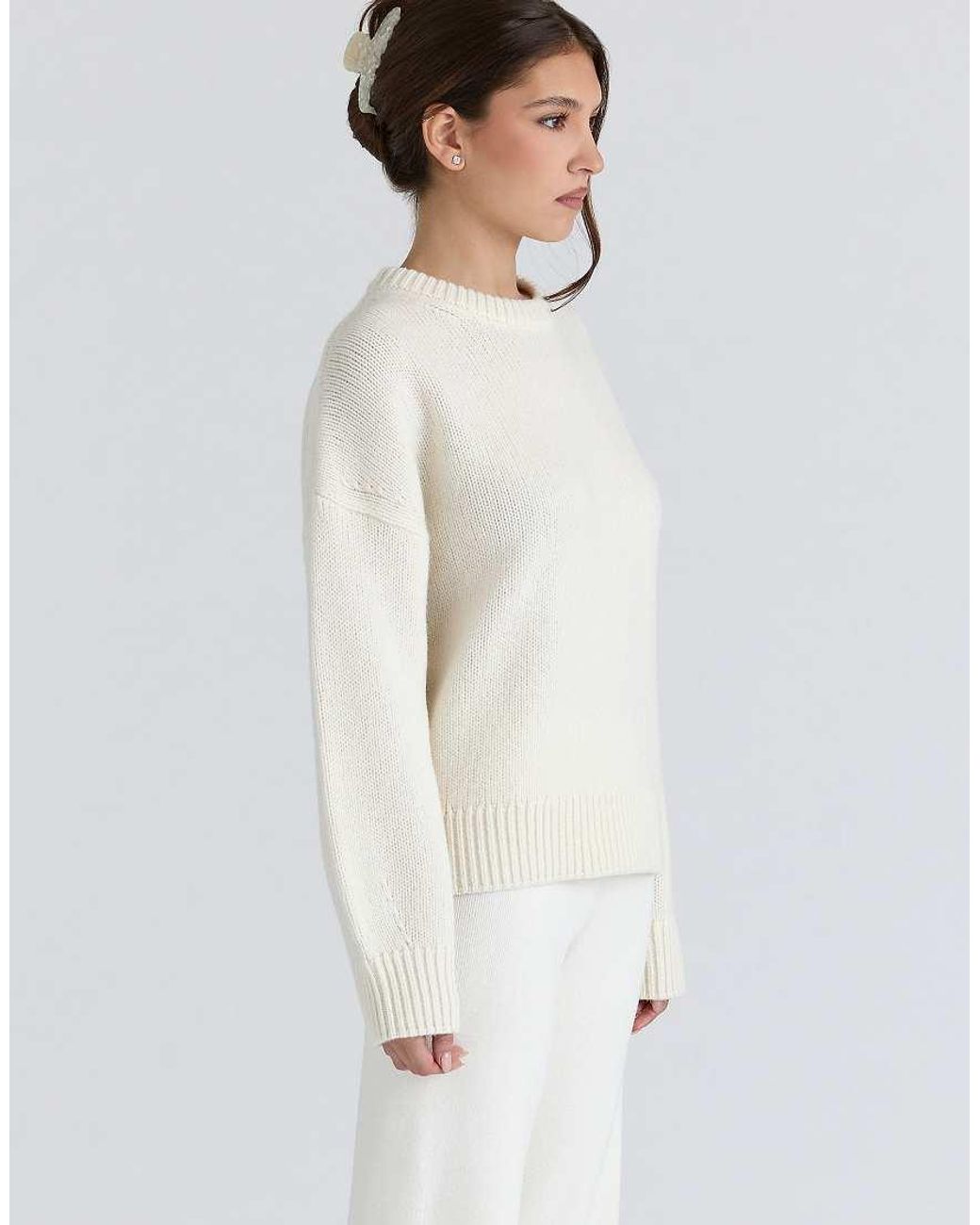House Of Cb Natural Bear Ivory Wool Chunky Knit Sweater