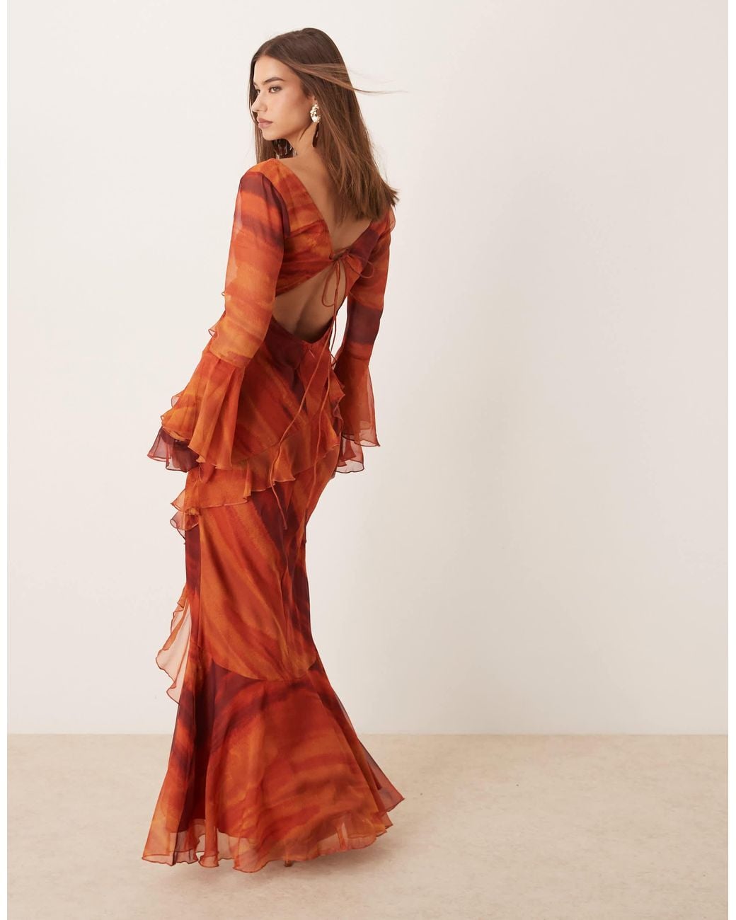 knee length dresses for ladies Deep Orange Mermaid Dress– Teuta Matoshi main image 1