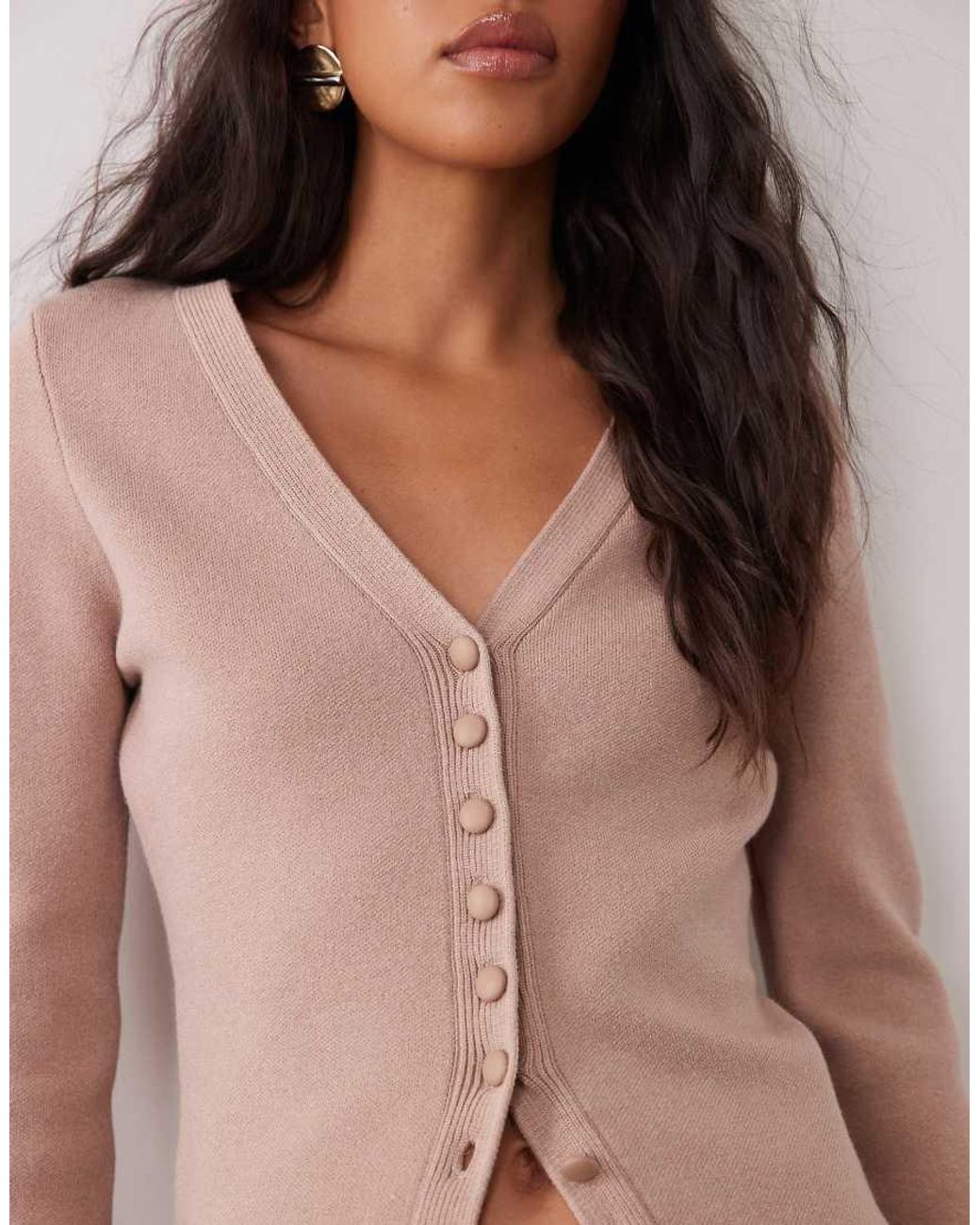 ASOS Pink V Neck Structured Waisted Cardigan